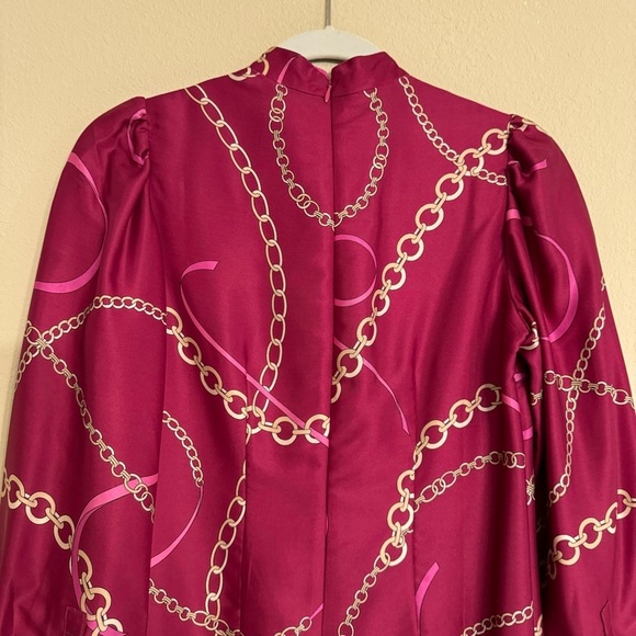 ANN TAYLOR CHAIN PRINT MOCK NECK SHIFT DRESS SZ XS - Picture 8 of 16